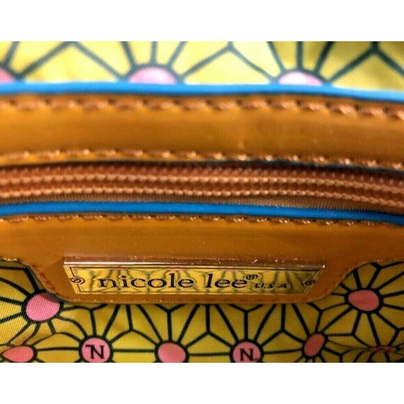 Nicole Lee Shoulder Handbag Purse Mustard Yellow Cut Out Rinestones Faux Leather - Picture 8 of 12